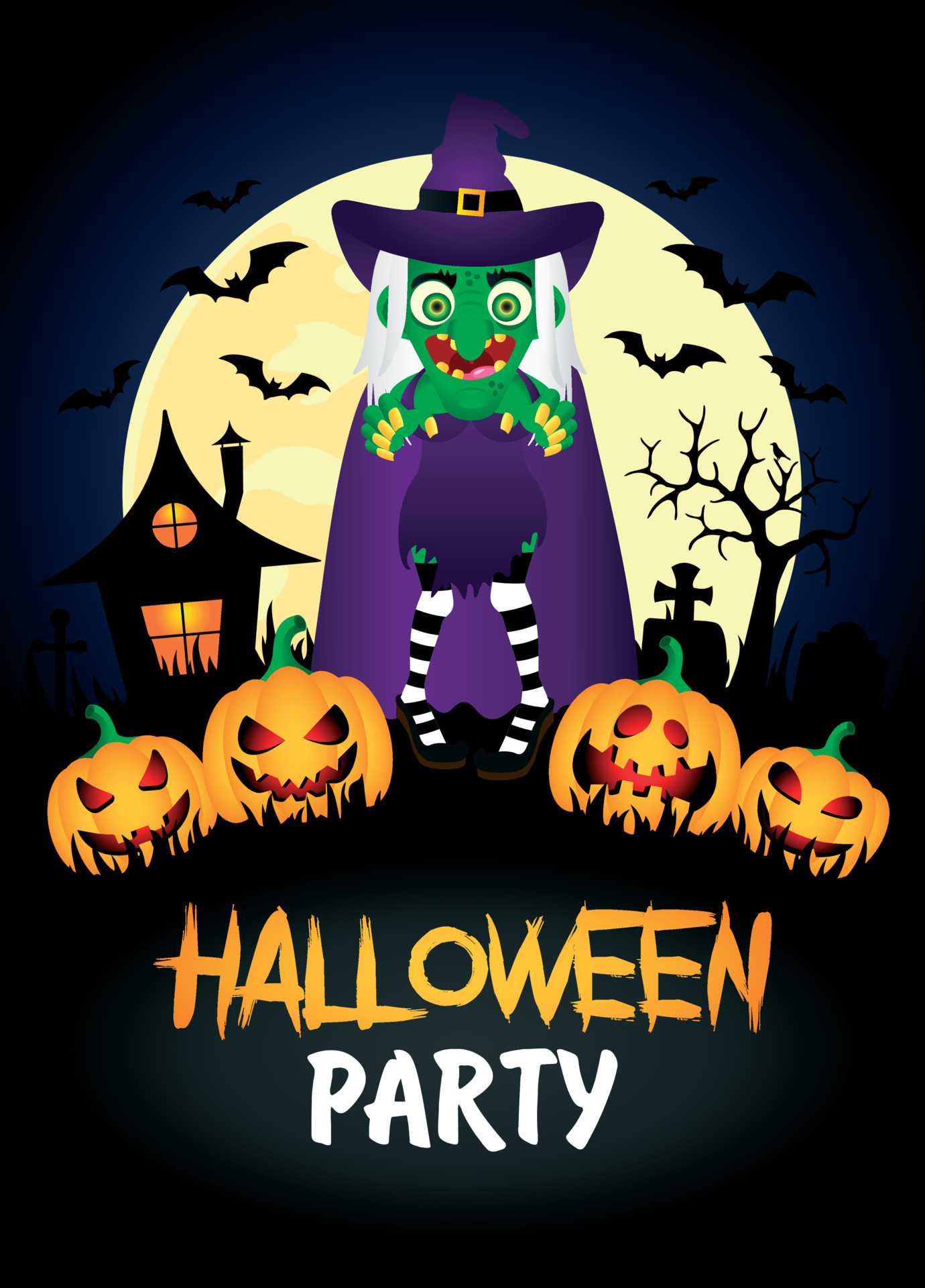 bandeira de festa de halloween. cartaz com bruxa e abóboras engraçadas.  feliz dia das bruxas design gráfico 10947424 Vetor no Vecteezy